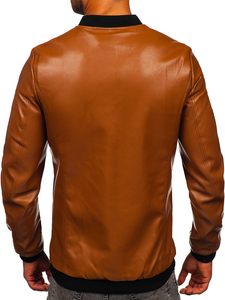 Pánska koženková bomber bunda vo farbe ťavej srsti Bolf 11Z8107