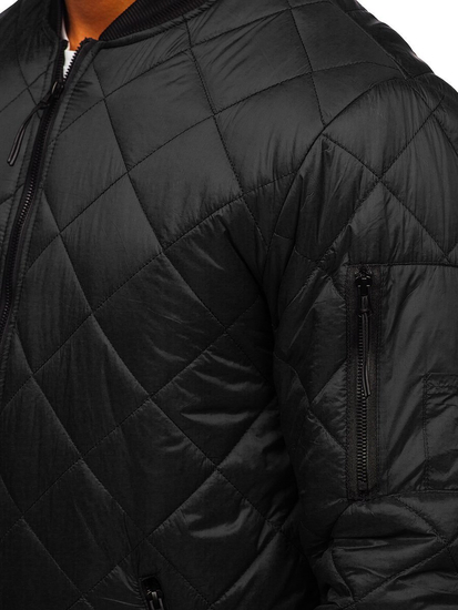 Čierna pánska prešívaná prechodná bunda typu bomber Bolf MY-01A