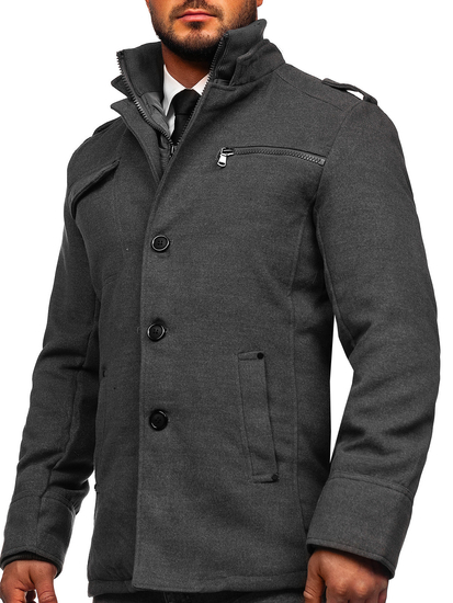 Šedý pánsky kabát BOLF 8856