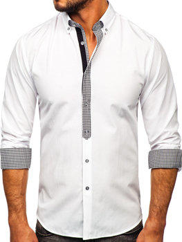 Biela pánska elegantná košeľa s dlhými rukávmi Bolf 6873-1