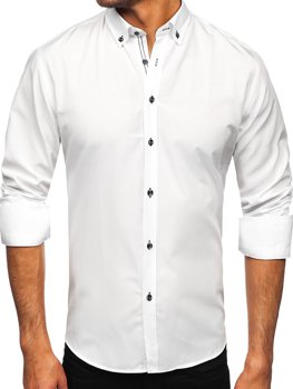 Biela pánska košeľa s dlhými rukávmi Bolf 20720