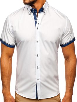 Biela pánska košeľa s krátkymi rukávmi Bolf 2911-1