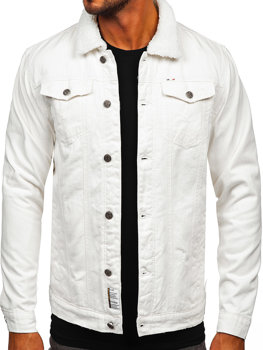 Biela pánska zateplená rifľová bunda Bolf MJ541