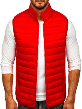 Červená pánska prešívaná vesta bez kapucne Bolf LY32