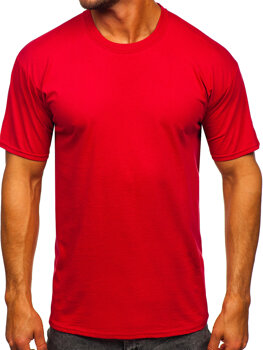 Červené pánske bavlnené tričko bez potlače Bolf B459