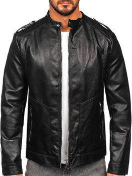 Čierna pánska koženková bunda Bolf 11Z8020