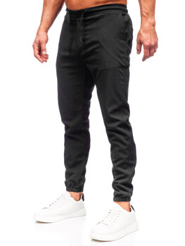 Čierne pánske látkové jogger nohavice Bolf 0065