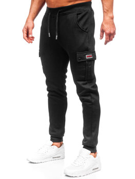 Čierne pánske teplákové jogger nohavice s cargo vreckami Bolf HY-809