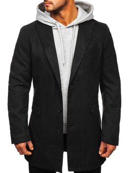 Čierny pánsky zimný kabát Bolf 1047C