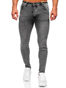 Czarne spodnie jeansowe męskie skinny fit Denley R925-1