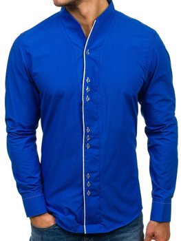 Kobaltová pánska košeľa s dlhými rukávmi BOLF 5720