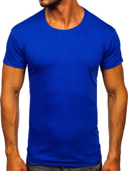 Kobaltové modré pánske tričko bez potlače Bolf 2005