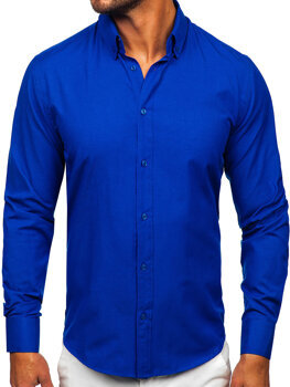 Kráľovsky modrá pánska elegantná košeľa s dlhými rukávmi Bolf 5821-1