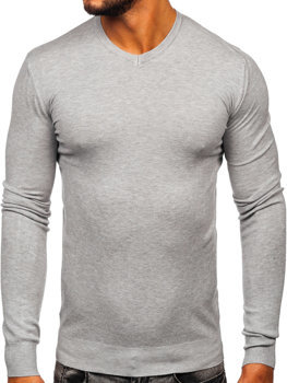 Melanžový pánsky sveter s výstrihom do V Bolf YY03