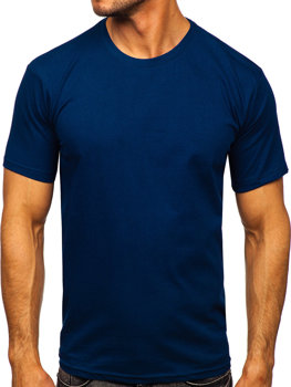 Pánske bavlnené tričko bez potlače v indigo modrej farbe Bolf 192397