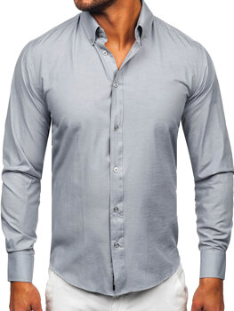 Sivá pánska elegantná košeľa s dlhými rukávmi Bolf 5821-1