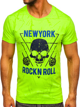 Zelené-neónové pánske tričko s potlačou Bolf Y70030