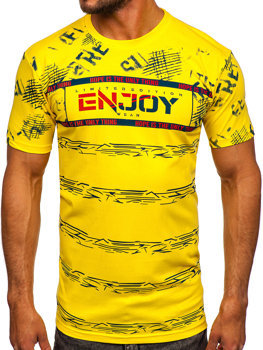 Žlté pánske bavlnené tričko Bolf 14471