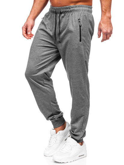 Antracitové pánske teplákové jogger nohavice Bolf JX6103