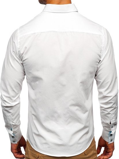 Biela pánska košeľa s dlhými rukávmi Bolf 20725