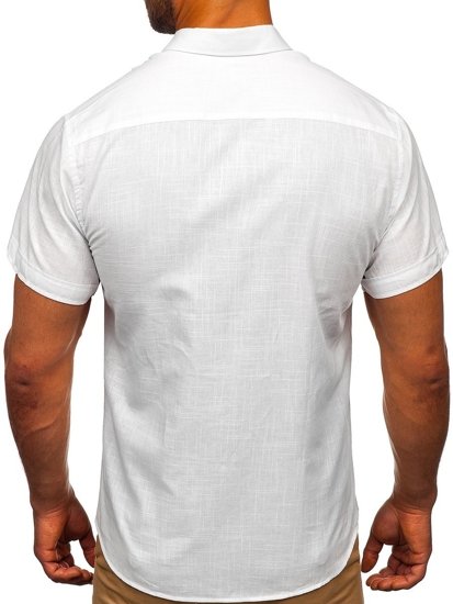 Biela pánska košeľa s krátkymi rukávmi Bolf 20501