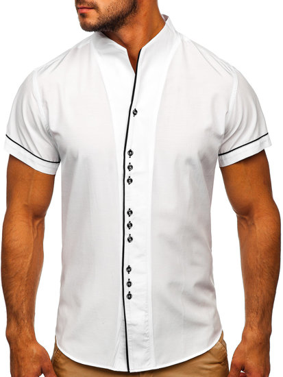 Biela pánska košeľa s krátkymi rukávmi Bolf 5518