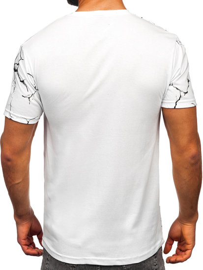 Biele pánske bavlnené tričko s potlačou Bolf 14717