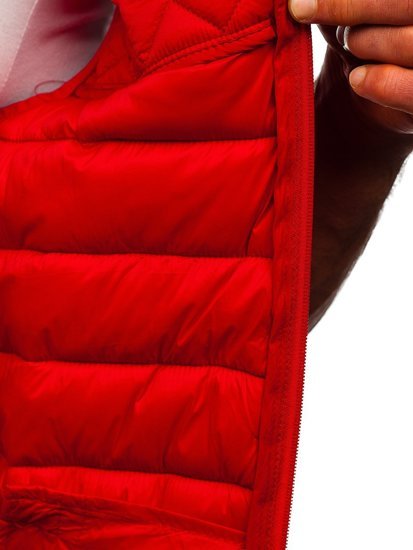 Červená pánska prešívaná vesta s kapucňou Bolf HDL88003
