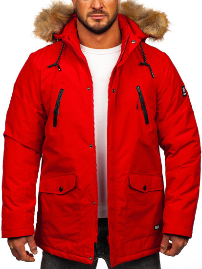 Červená pánska zimná bunda parka alaska Bolf WX032A