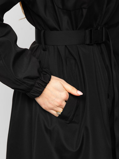 Čierna dámska dlhá prechodná bunda a kabát 2v1 s kapucňou Bolf AG5019