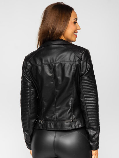 Čierna dámska koženková bunda tzv. krivák Bolf 11Z8037