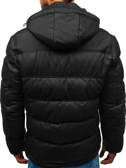 Čierna pánska prešívaná športová zimná bunda Bolf AB104