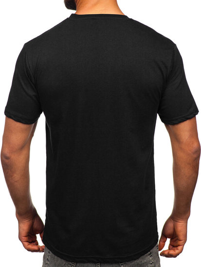 Čierne pánske bavlnené tričko s potlačou Bolf 14759