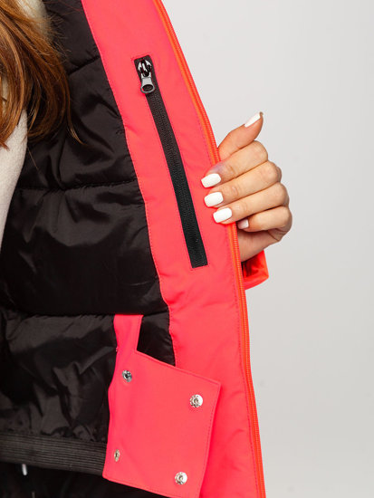 Ružová-neónová dámska športová zimná bunda Bolf HH012A