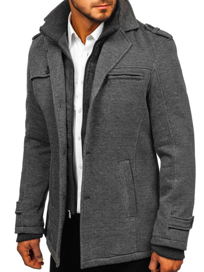Sivý pánsky zimný kabát Bolf 88805