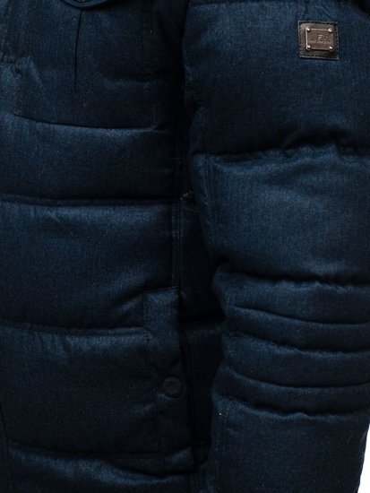 Tmavomodrá pánska prešívaná športová zimná bunda Bolf AB104