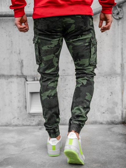 Tmavozelené kapsáčové jogger nohavice s maskáčovým vzorom Bolf CT6019