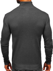 Antracitový pánsky sveter so zapínaním na zips Bolf MM6004