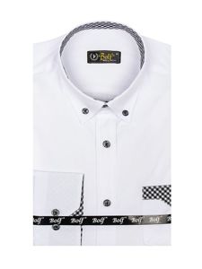 Biela pánska elegantná košeľa s dlhými rukávmi Bolf Bolf 4711