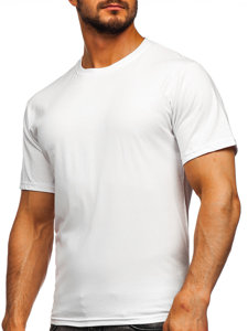 Biele pánske bavlnené tričko bez potlače Bolf 192397