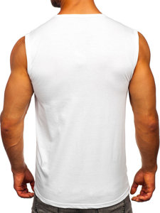 Biele pánske tank top tričko s potlačou Bolf 14816