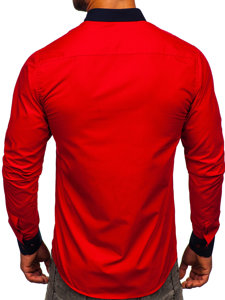 Červená pánska elegantná košeľa s dlhými rukávmi Bolf 21750