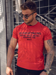 Červené pánske tričko s potlačou Bolf 8T232