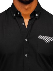 Čierna pánska elegantná košeľa s dlhými rukávmi Bolf Bolf 4711