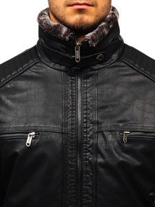 Čierna pánska koženková bunda BOLF EX834