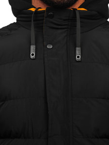 Čierna pánska prešívaná zimná bunda Bolf 7145
