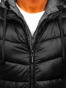 Čierna pánska vesta s kapucňou Bolf 2909
