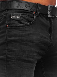 Čierne pánske regular fit riflové nohavice s opaskom Bolf 30054S0