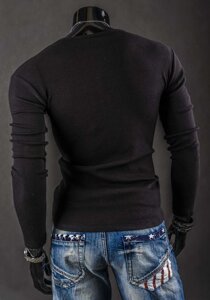 Čierne pánske tričko s dlhými rukávmi bez potlače Bolf 145362