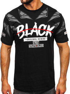 Čierne pánske tričko s potlačou Bolf 14208